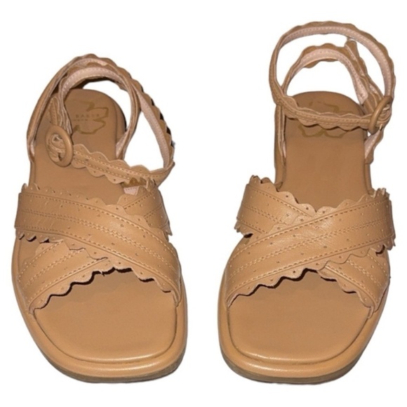 Ted Baker Taymiah Leather Scalloped Edging Ankle Wrap Tan Sandals Size 37 New - Picture 9 of 9